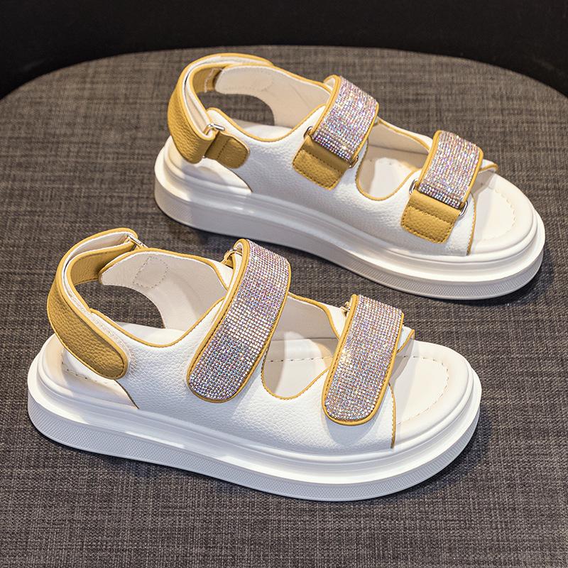 

Кожаные римские сандалии на липучках, женские, новые, летние, классические, повседневные, женские, спортивные туфли Tide 40 жёлтый