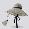 with Windproof Strap Women Striped Fisherman Hat Solid Color Sunshade Hat Bucket Hat  Camping