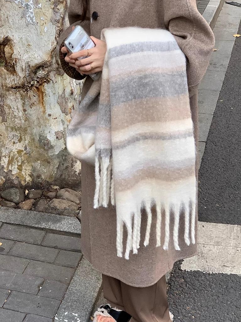 Winter Scarf For Women Cashmere Warm Plaid Pashmina Scarves Blanket Wraps Female Thick Soft Bufanda Tassel Shawl Long Poncho