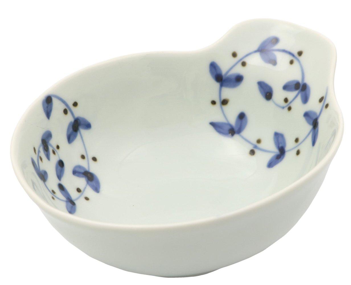 Arita ware, Koyo Kiln, Handled Bowl, Rust Arabesque Leaf Design, 337255