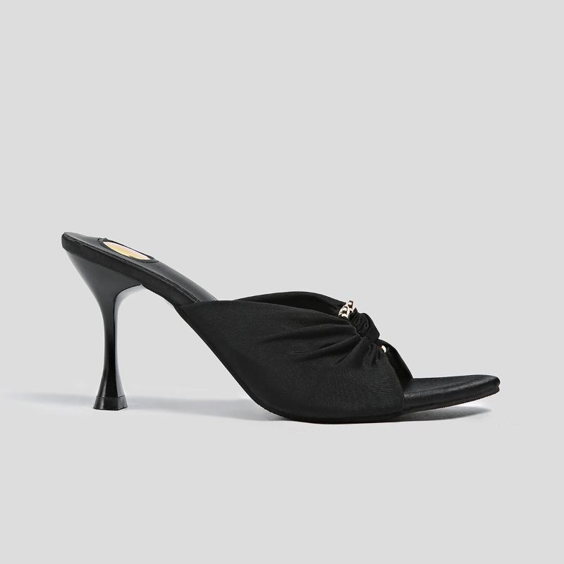 

Fashion 2025 Designer Summer Woman Slippers Fashion Open Toe Thin High Heels Shoes Street Style Stripper Party Slides Zapatos De Mujer 35 чёрный