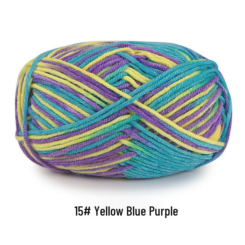 Aou Ou 5-Strand Variegated Milk Cotton Yarn Ball, Floral Medium-Thick, for Baby Scarves and Slippers.