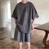 Men's High-End Suede T-Shirt & Shorts Set - Summer Retro Casual Sportswear