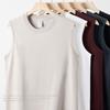 Summer 100% Cotton Men's Vest Casual Wide Shoulder O-Neck Sleeveless Tops Universal Solid Color Sports Fitness Loose Tank