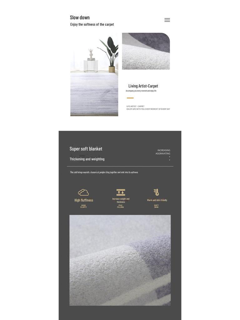 Japanese Wabi-Sabi Style Nordic Striped Carpet for Living Room or Bedroom