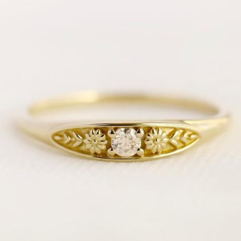 European and American new flower shape white zircon inlaid small cute fresh personality versatile women's ring