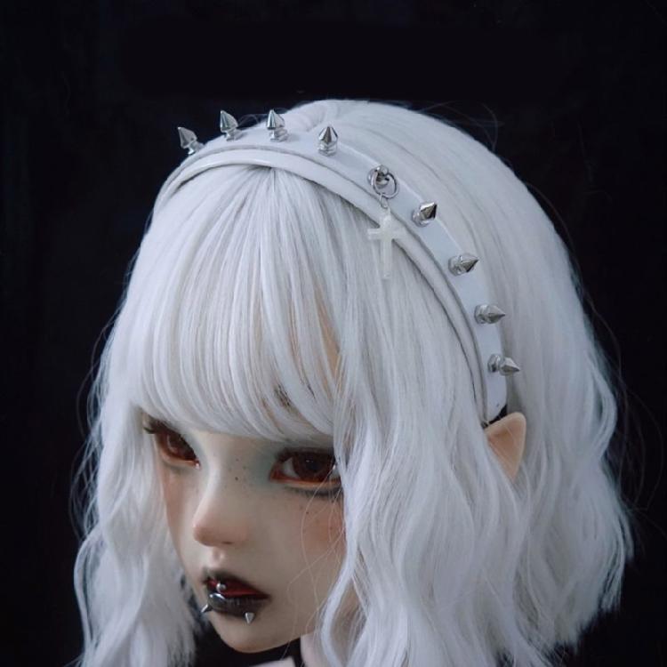 Fashion Punk PU Headband with Studded Rivet for Parties Nightclubs