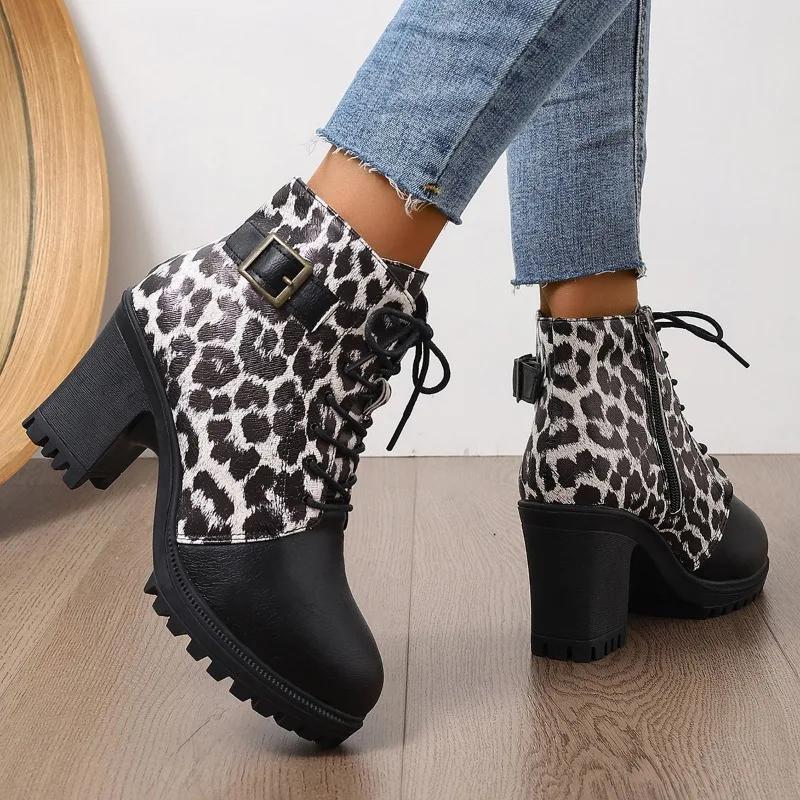 Brand Ladies Shoes Ankle Women's Boots Fashion Side Zipper Office and Career Sexy Pointed Toe Square Heel Shoes for Women