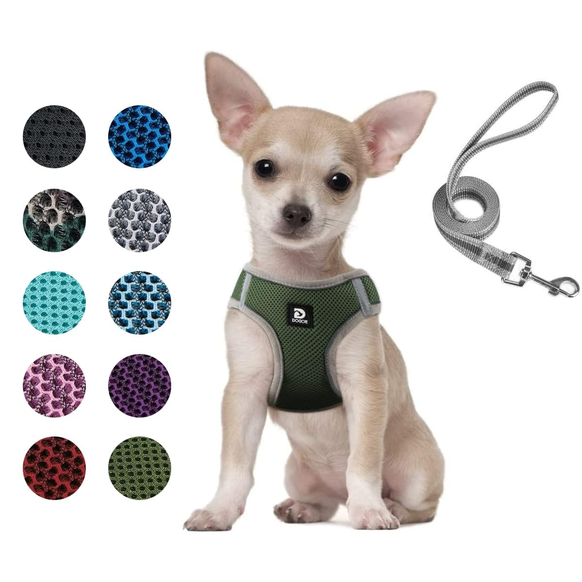 

Шлейка для собак Dociote без рывков для маленьких, мягкая сетка, светоотражающая, дышащая, шлейка для собак и кошек, набор с поводком, для щенков, кошек, домашних животных, регулируемая для