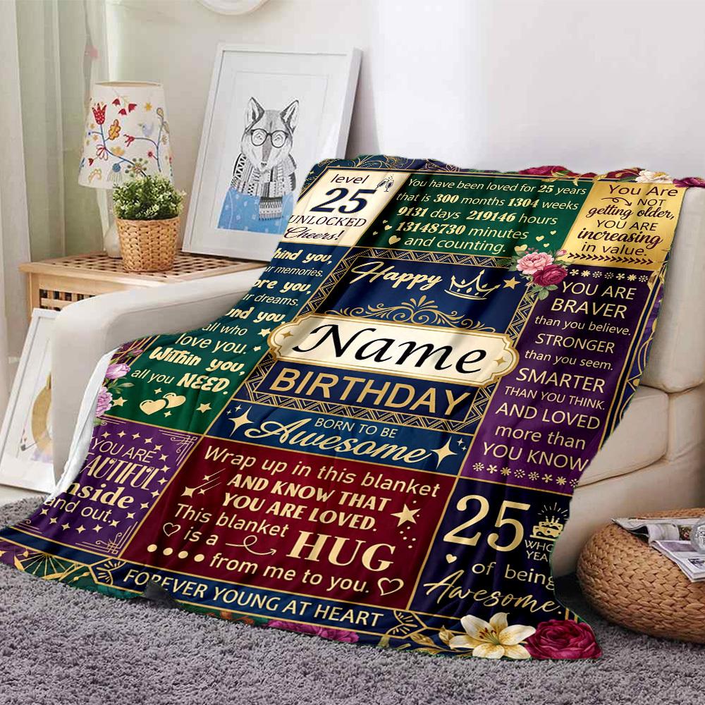 Happy Birthday Celebration Blanket Comfortable Texture For Sofa Couch Office Bed Picnics Allseason Use Cozy Home Lovers Ideal Gift For Birthday