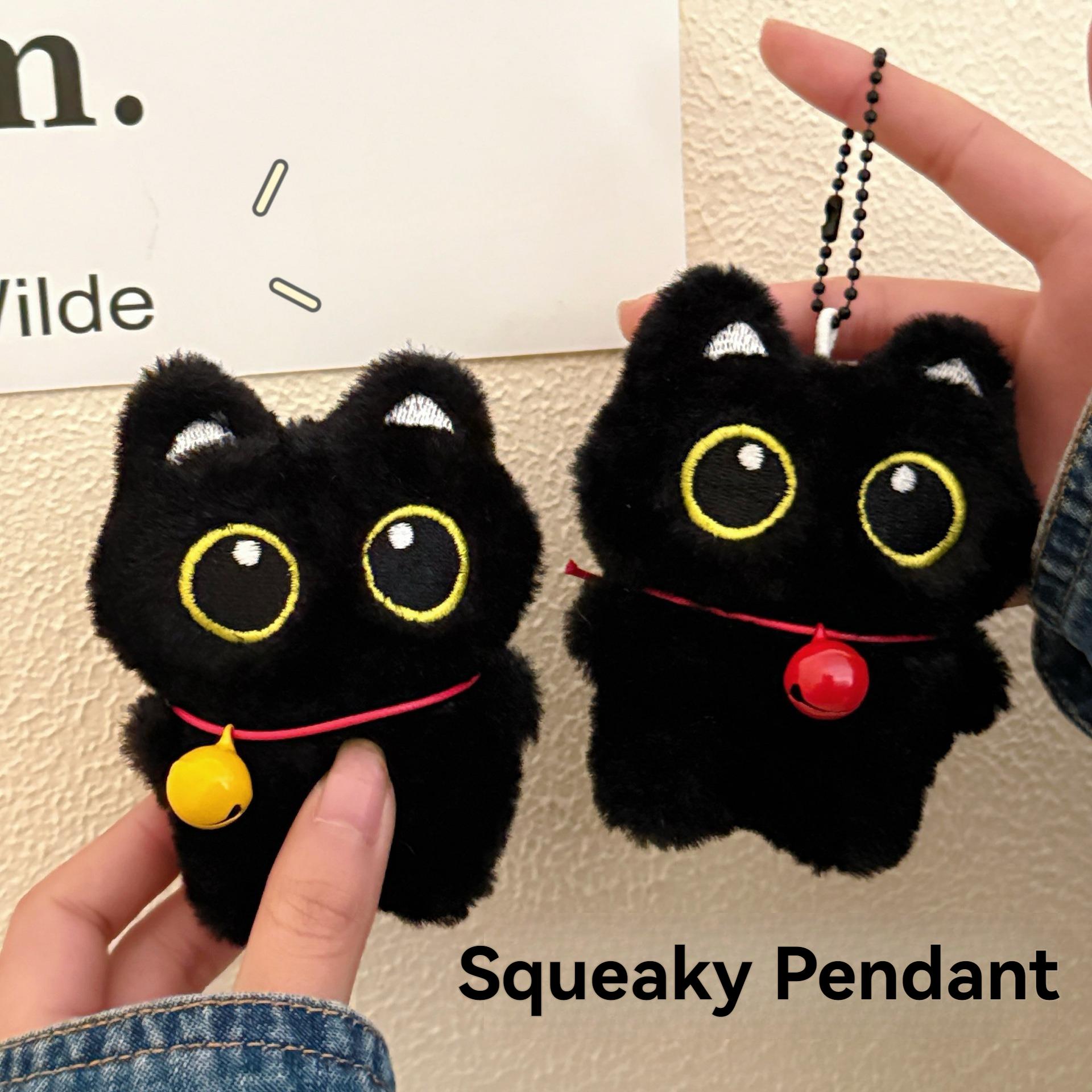 1/2 Stück Süße Kleine Schwarze Katze Glocke Schlüsselanhänger Anhänger Quietschendes Plüschtier Plush white