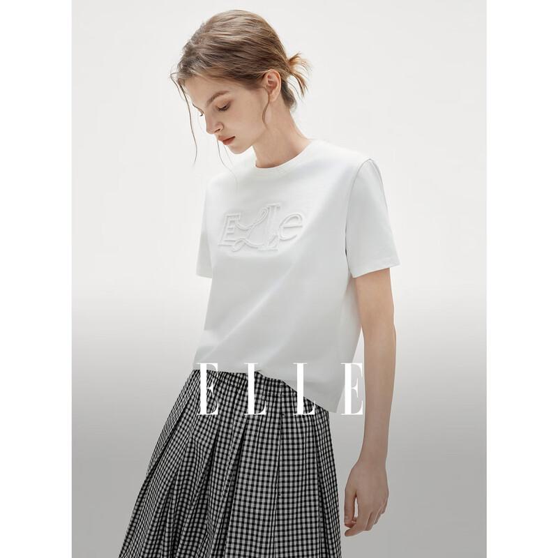 ELLE Women s Embroidered Round Neck Short Sleeve T-shirt M