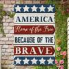 Pc Metal Aluminum Wall Art Patriotic American Flag Sign Vintage Stars and Stripes Home Decor with Brave Quote Heavy Duty Tin