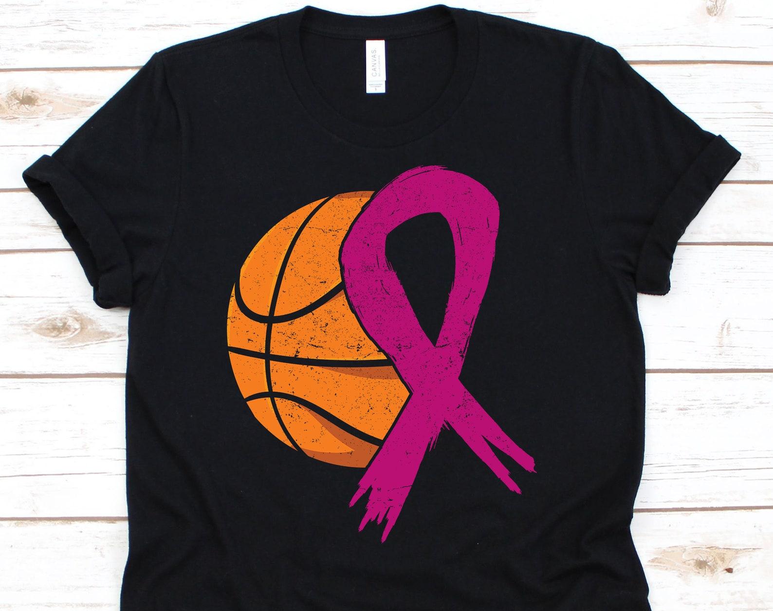 Pink Ribbon Basketball Shirt, Cancer Awareness For Breast Cancer Warrior Fighter, Pink Ribbon Tshirt For Breast Cancer Basketball Supporter 2XL