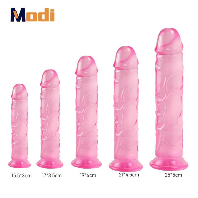 MoDi 5 Størrelser Realistisk Jelly Dildo Kvinner Erotiske Anal Sexleketøy Gay Myk Klitoris Vaginal Onani Penis Sugekopp Pikk