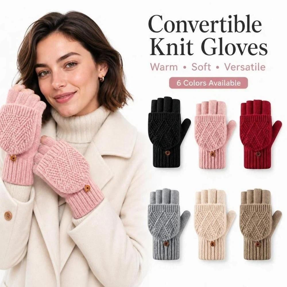 Thick Winter Knitted Gloves Keep Warm Touchscreen Gloves Fashion Fingerless Flip Gloves Outdoor