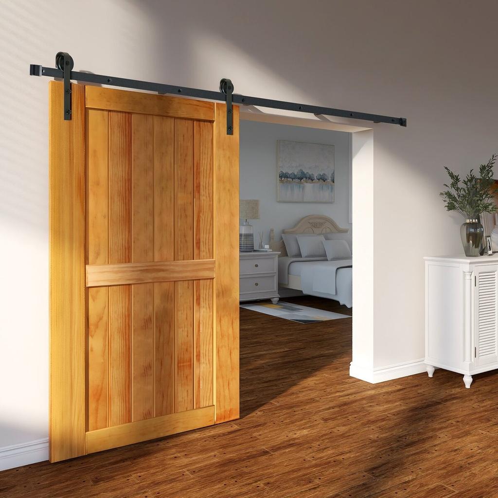 8FT Sliding Barn Door Hardware Kit, 330LBS Loading Heavy Duty Barn Door Track Kit for Single Door, Fit 3.7-4.3FT Wide and 1.3"-1.8" Thick Door Panel,