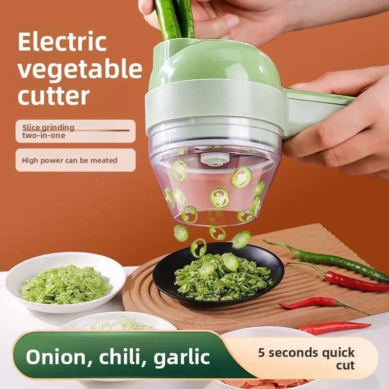 

4In1 Electric Vegetable Cutter Set Handheld Wireless Electric Garlic Masher Food Chopper Meat Grinder Machine Food Peel Slice как