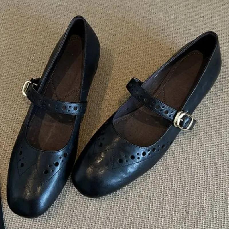Fashion Mary Jane Leather Women Shoes 2025 New Style Handmade High Quality Mid-heels Single Shoes Ladies Office Dress Up Women Shoes