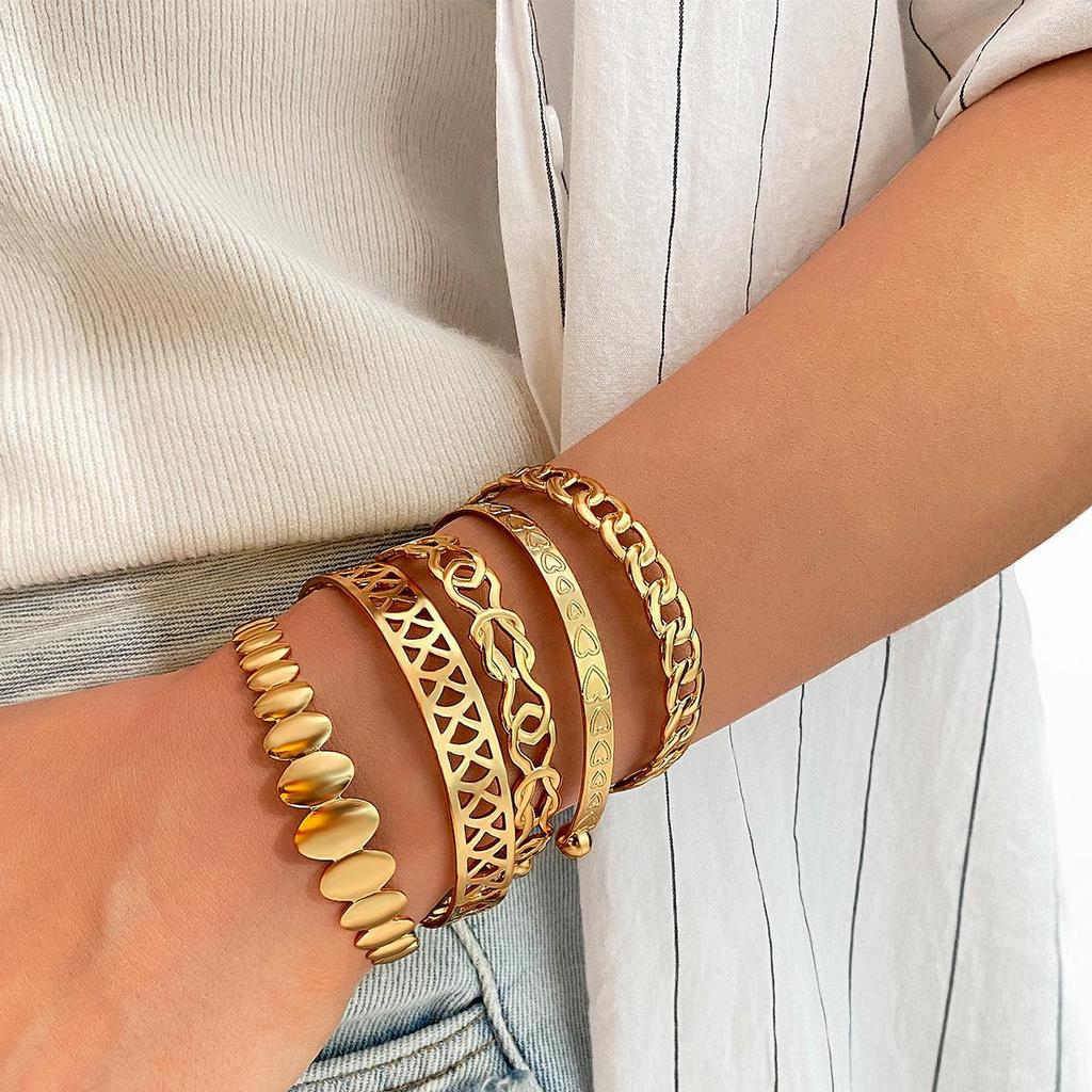 Bohemian Ethnic Gold-Plated Bracelet Set - Ancient Western Style Jewelry