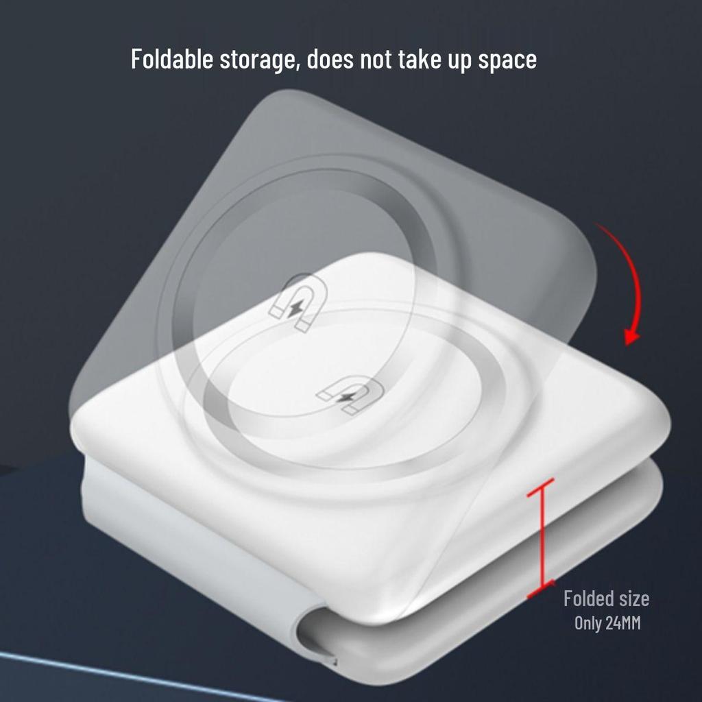 15W Folding Magnetic Travel Wireless Charger: Portable Multifunctional 3-in-1 Phone Charger