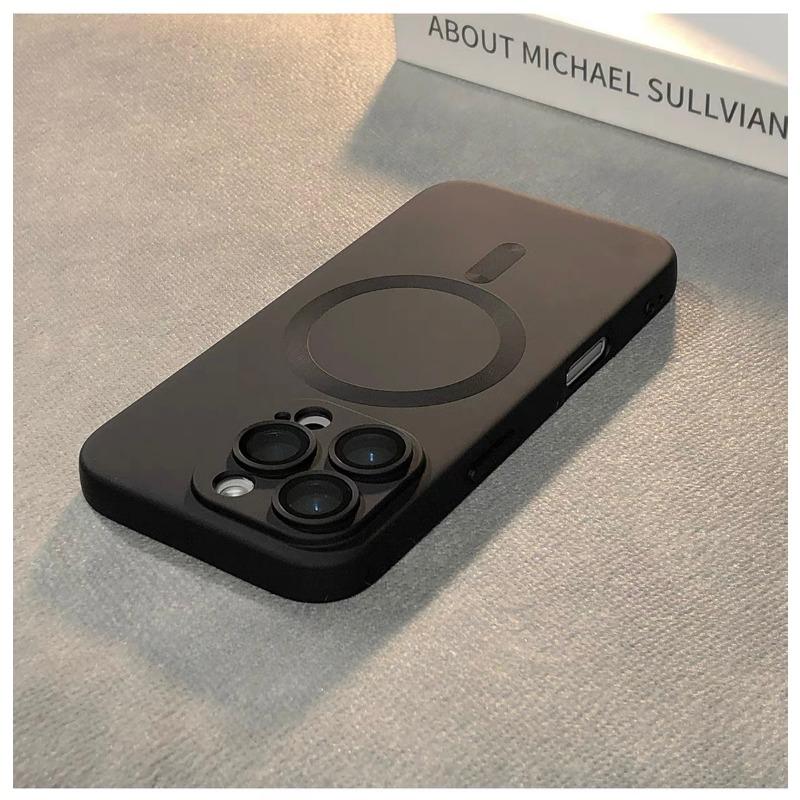 Luxusní magnetické pouzdro MagSafe s bezdrátovým nabíjením pro iPhone 16, 15, 11, 13, 12, 16 Pro Max XR, černé, nárazuvzdorné, silikonové