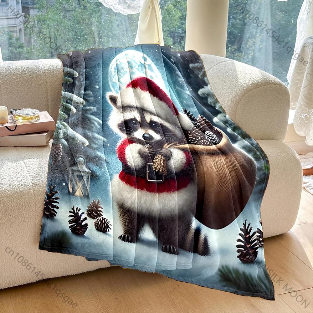 

1PC Winter Forest with Pinecones Pattern Blanket Flannel Material Soft Warm for All Seasons Home Outdoor Camping Picnics RV 75x100cm