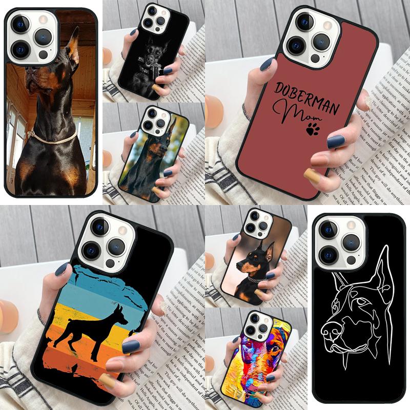 Cartoon Doberman Dog Phone Case Cover for iPhone 17 Air 16 16e 12 11 13 14 15 Pro Max for Apple Plus Coque