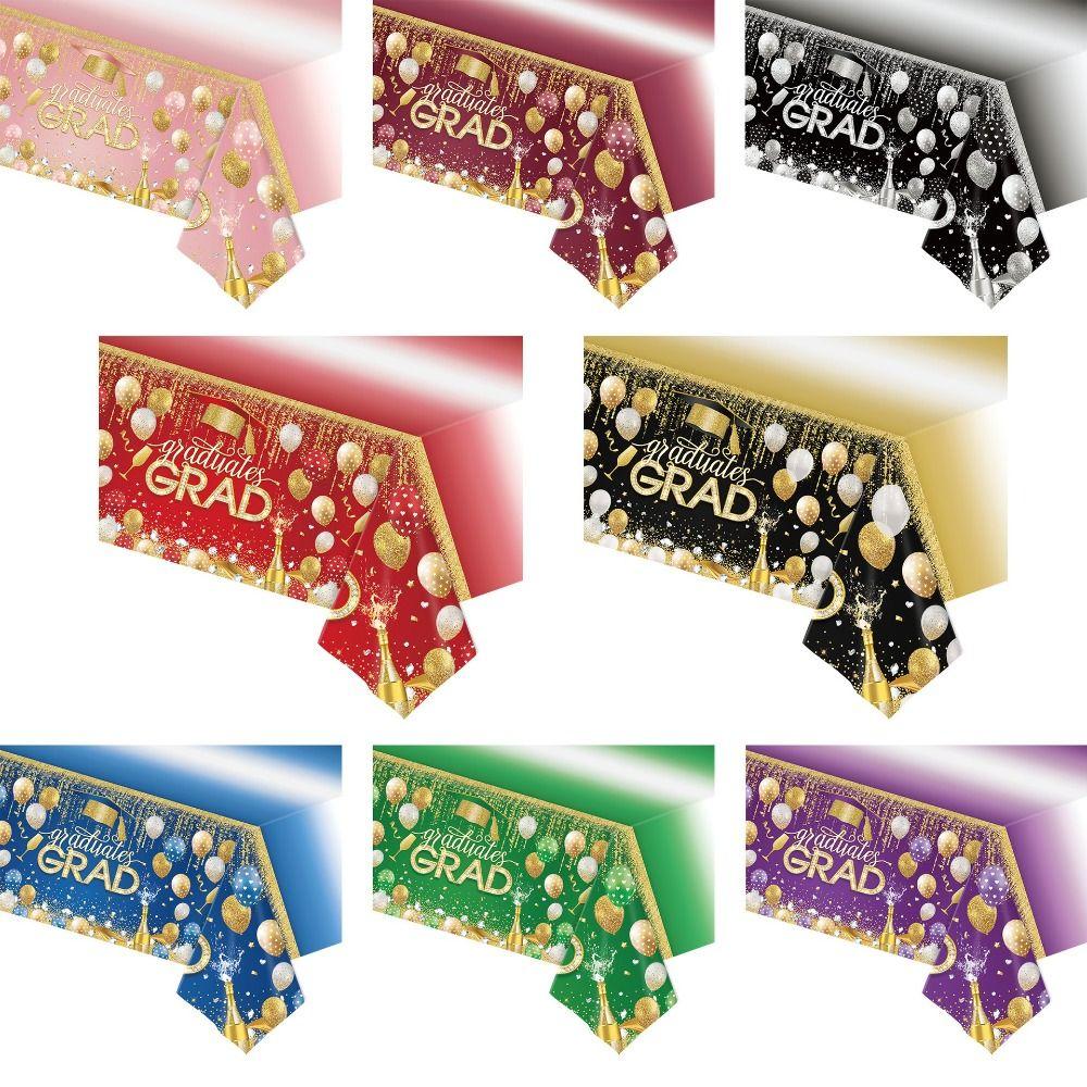 Waterproof Plastic Graduation Tablecloth Graduation Cap Stars Design Disposable Table Cover Diploma Pattern Party Decorations
