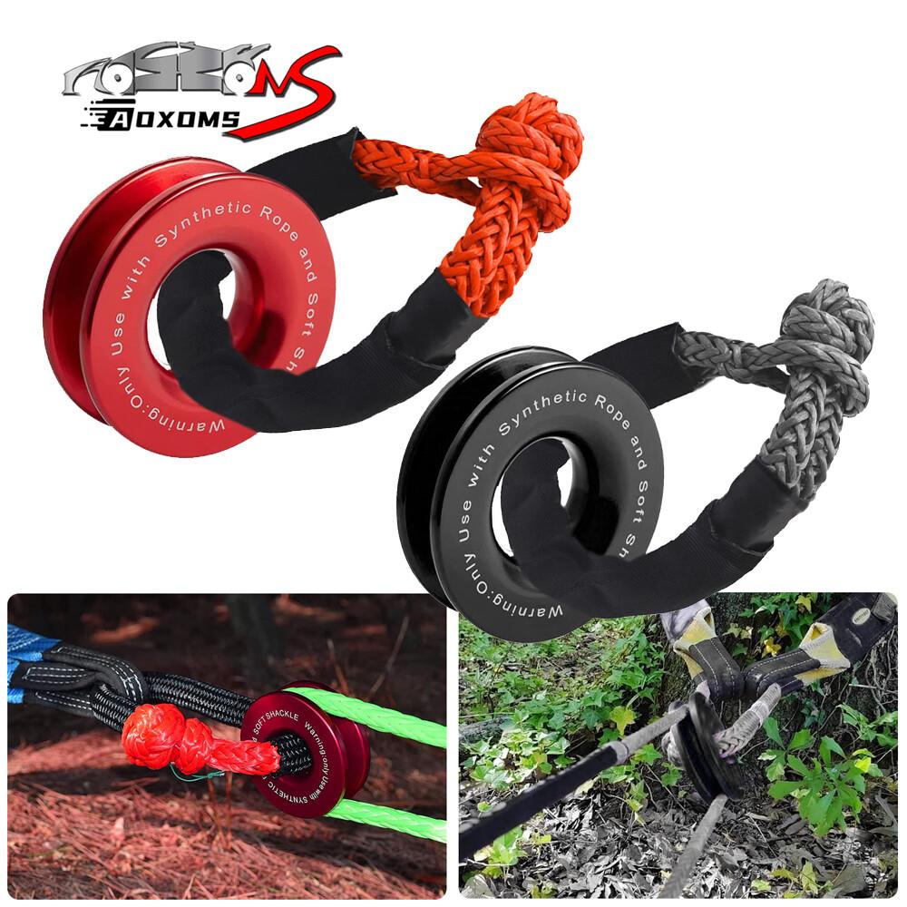 Heavy Duty Recovery Ring Snatch Block Pulley W/ Soft Shackle Tow Winch Rope