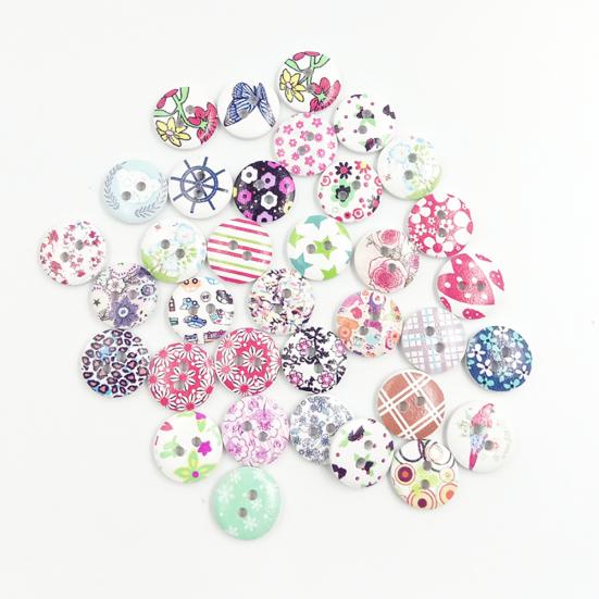 100 Stück Kleine Blumen Design Holzknöpfe Nähen Handarbeit Kunst DIY Dekoration