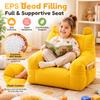Kids Sofa Yellow Lazy Sofa with Bear-Ear Backrest and Side Pocket 38x38x35cm