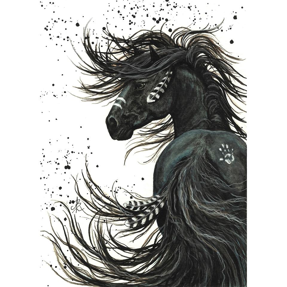 5D-Runddiamantgemälde mit Tierdiamantstickerei „;Pferd"; Strass-Mosaik-Bild, Kreuzstich-Set, DIY-Heimdekoration, Geschenk