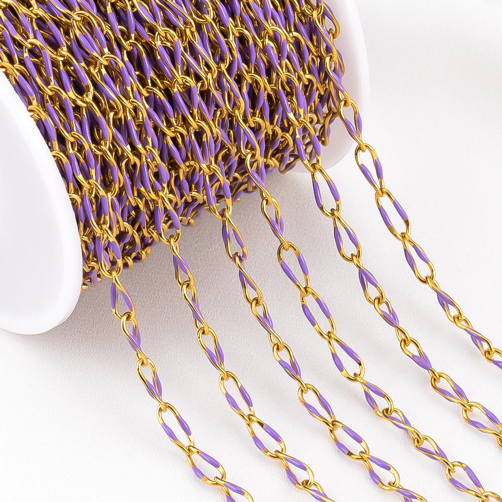 1 Meter Emaille-Kordelkette Edelstahl-Seil Rolo-Glieder Körper Goldene Kette Gürtel für Schmuckherstellung DIY Halskette Armband Handwerk
