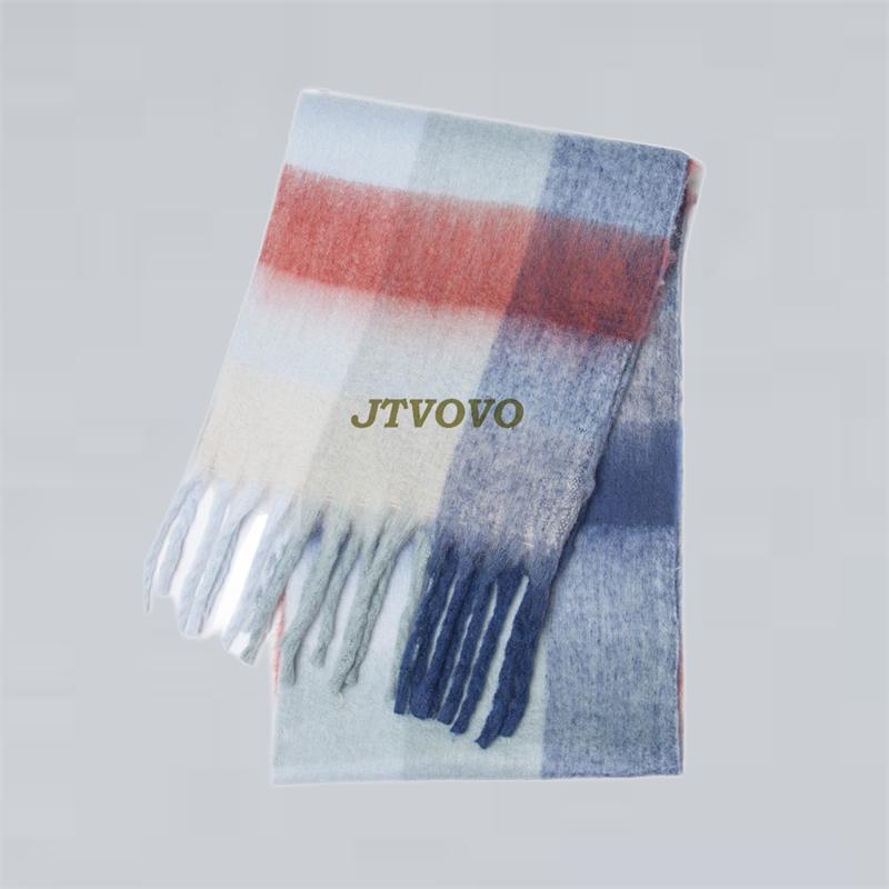 

2025 New Luxury Colourful Plaid Cashmere Women Scarf Winter Thick Warm Shawl Wraps Female Pashmina Long Tassel Foulard Blanket