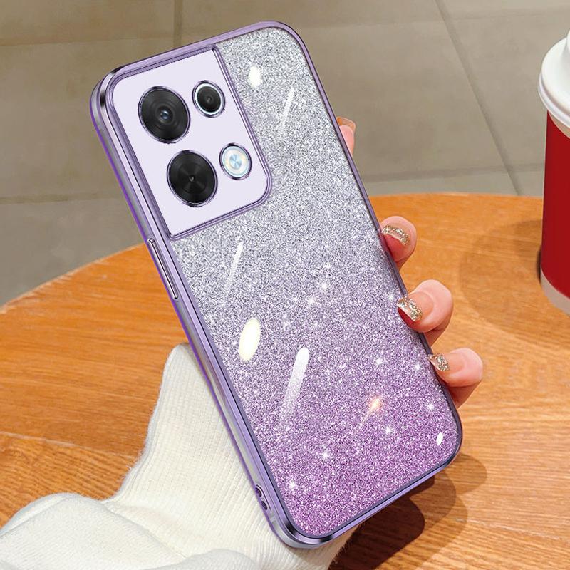 Pentru Husă OPPO Reno 8 Pro 5G Husă Telefon OPPO RENO 8Pro 5G Silicon Placat cu Sclipici Strălucitor Protecție Lentilă Cameră Capac Moale Spate