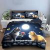 Romantic Cats Under Moonlight Scene Kid'S And Adults' Bedroom Decor, Exquisite Three-Piece Bedding Set Gift