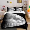 Moon Crater Print Design Bedding Duvet Cover Set  (1*Duvet Cover 2*Pillowcases, Without Duvet Insert)