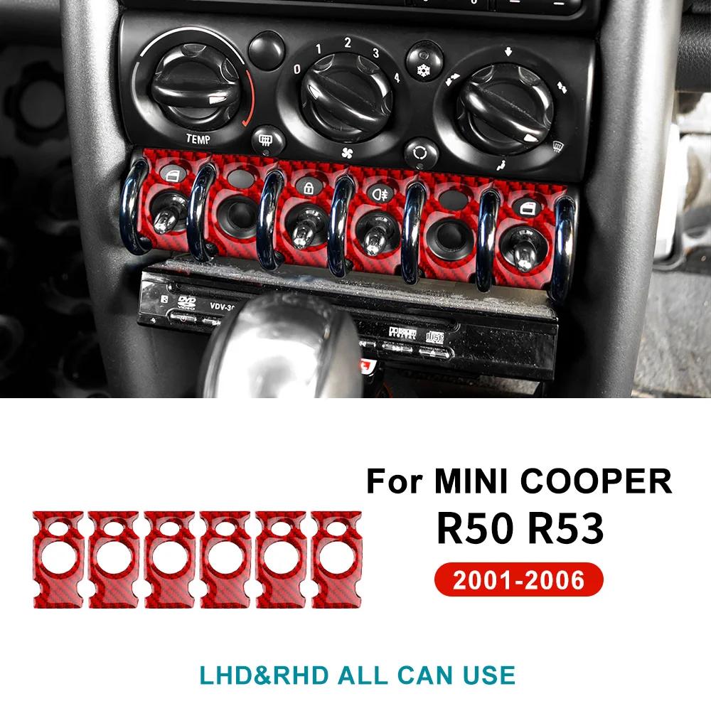 Real 3D Soft Carbon Fiber Sticker For Mini Cooper R50 R53 2001-2006 Headlight Door Switch Panel Cover Interior Upgrade Decor Kit