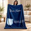 England national football team Custom Name Fleece Blanket Personalized Soft Cozy Throw Blanket Customized Gift for Birthday Christmas