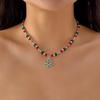 Christmas Series Fashion Beaded Pendant Necklace for Women Xmas Tree Snowflake Crystal Exquisite Charming Gift Cute Jewelry