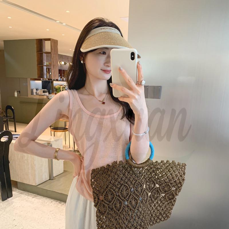 Women's U-Neck Wide Shoulder Strap Tank Top, Sleeveless Summer 2026 Style, Versatile as Inner or Outer Wear