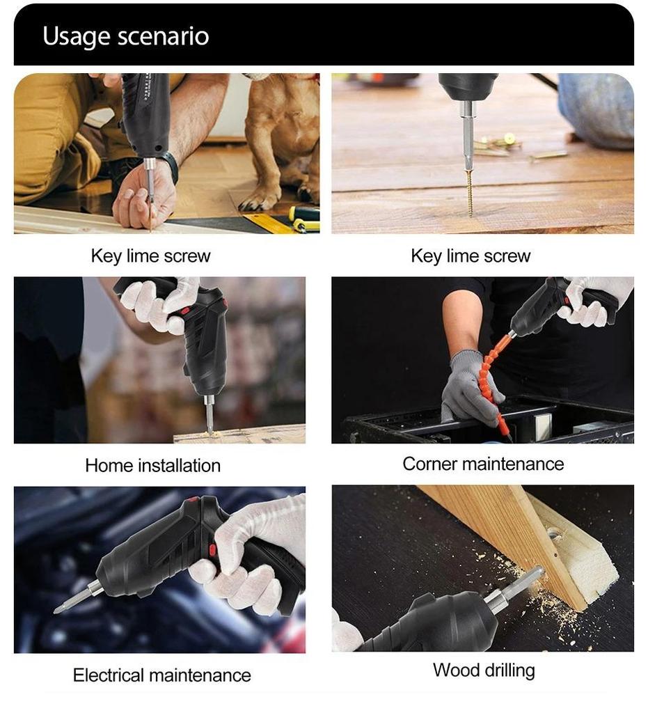 1 set de unelte electrice de 3,6 v Set de reparații de întreținere menajeră 1800 mAh baterie cu litiu Mini burghiu electric de uz casnic șurubelniță fără fir
