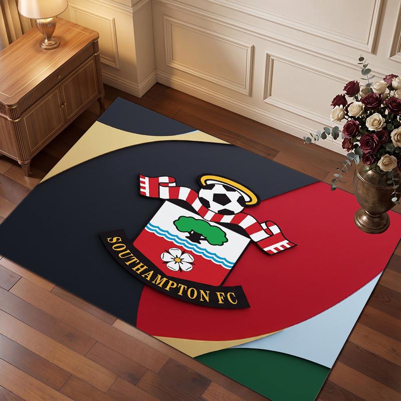 Southampton Football Print Crystal Velvet Rug, Comfortable Water Absorbent Non Slip Indoor Floor Carpet