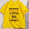 Funny Meat in Your Mouth T Shirt Causal Cotton Short Sleeve Fathers Day Tees Loose Printed Round Neck Mens Clothing Tops