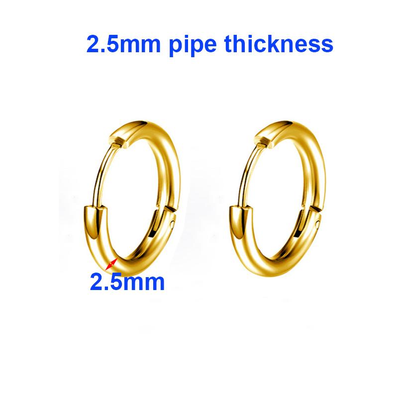 Titanstahl 2/2,5 mm Rohrdicke Mehrere Größen Runde Creolen für Herren Klassischer Schmuck für Accessoires