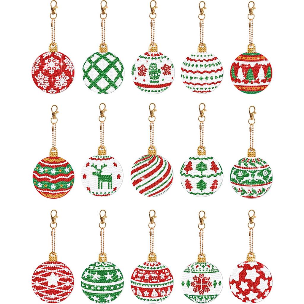 12 ST Full Borr Nyckelring Snögubbe Jul Strass Målning Nyckelring Hänge Tomte för Blixtlåsberlock och Väskberlocker Hänge