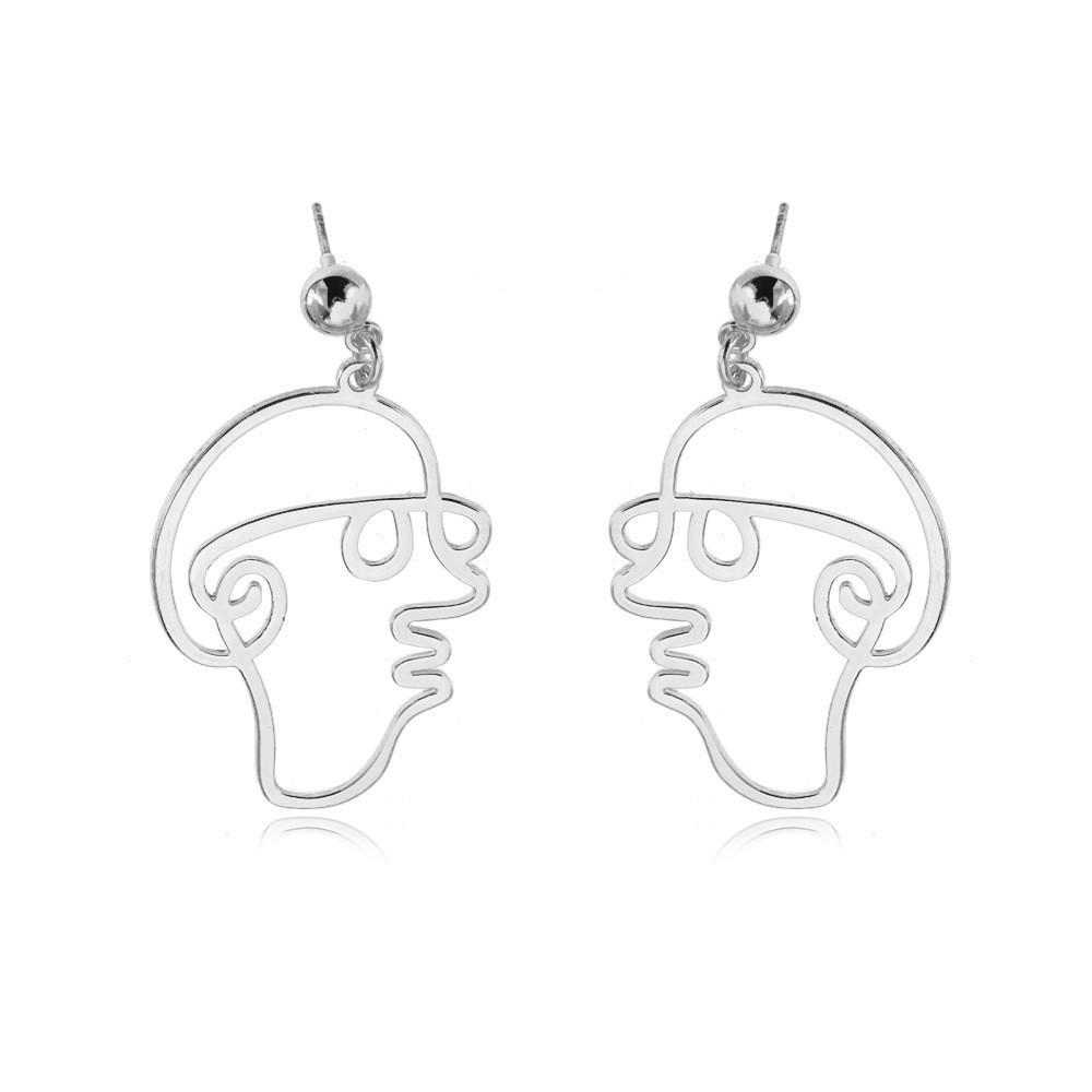 Alloy Face Elegant Earrings For Women Modern Cartoon Expression Design Jewelry