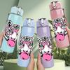 1PC Tiger Head Animal Portrait Print 750ml Color Plastic Sports Water Bottle Leakproof Flip Straw Lid Suitable for Sports Office Home Use