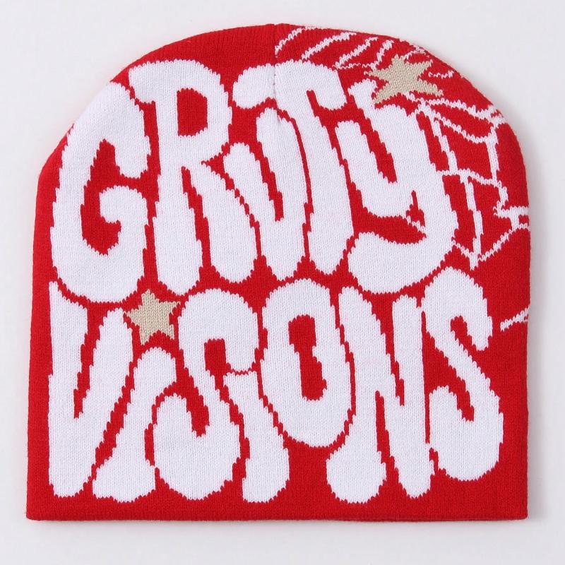 Autumn Winter Knitted Letter Beanie Hat, Warm Y2K Style Unisex Chenille Cap, Casual Streetwear Cuffed Knitted Hat